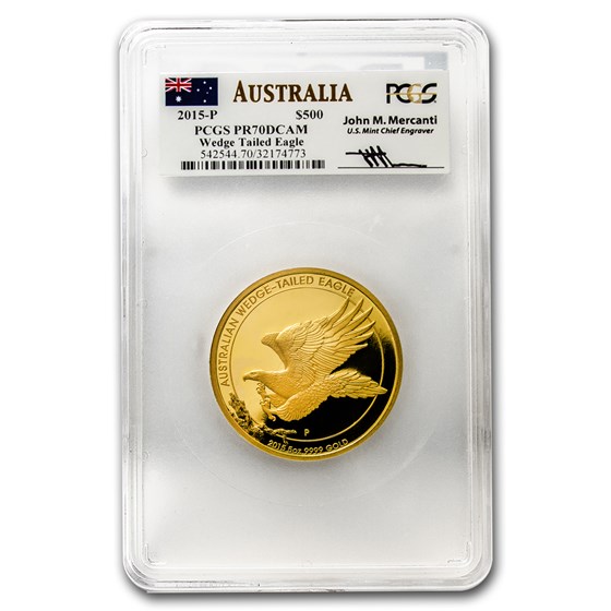 2015 Australia 5 oz Gold Wedge-Tailed Eagle PR-70 PCGS 2015 Australia 5 oz Gold Wedge-Tailed Eagle PR-70 PCGS