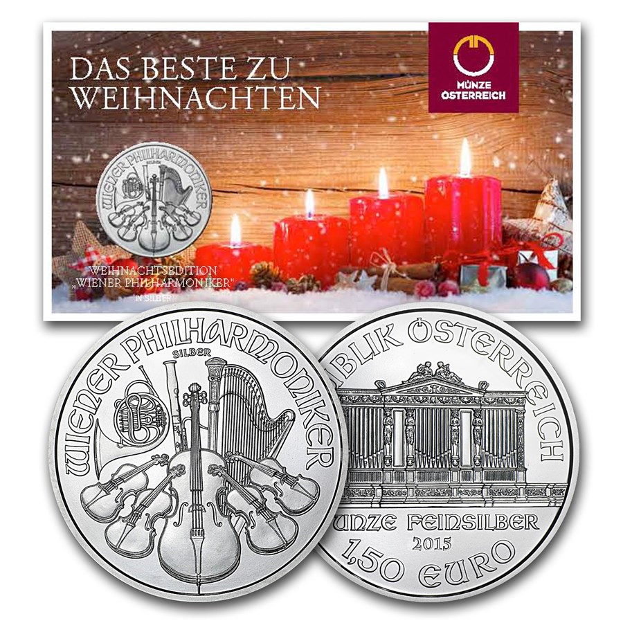 2015 Austria 1 oz Silver Philharmonic BU (Christmas Edition)
