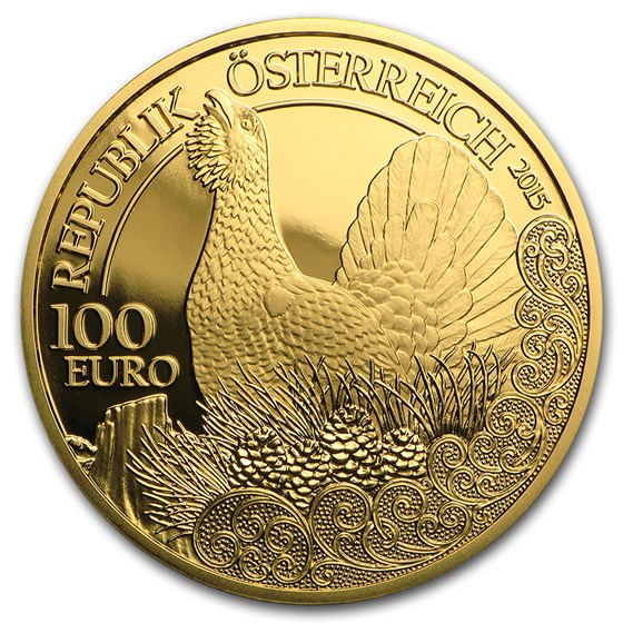 2015 Austria Prf Gold €100 Wildlife in our Sights (Capercaillie)