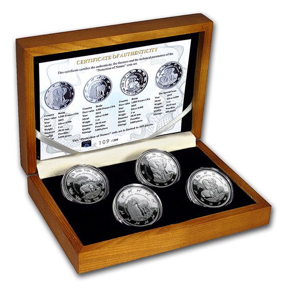 2015 Benin 1 oz Silver Protection de la Nature 4-Piece Set 2015 Benin 1 oz Silver Protection de la Nature 4-Piece Set
