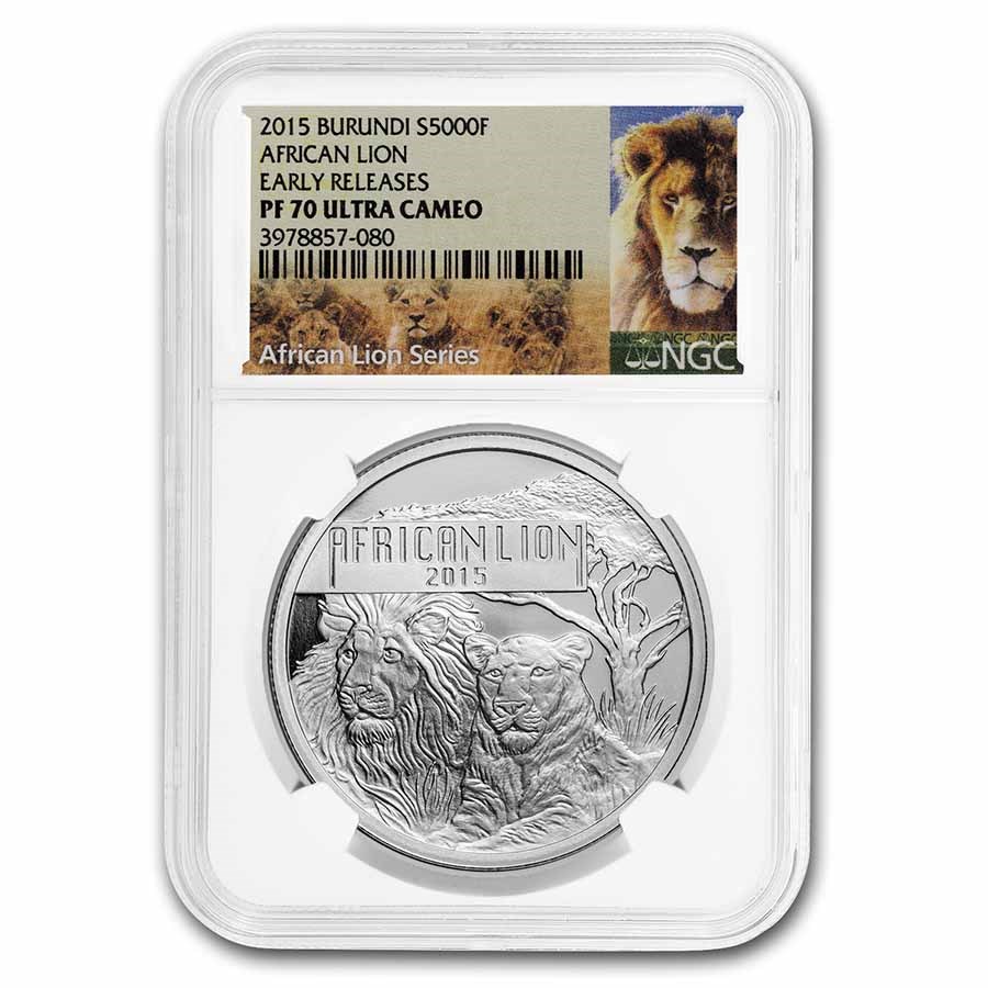 2015 Burundi 1 oz Silver African Lion PF-70 NGC (Early Release)