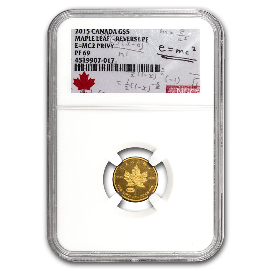 Buy 2015 Canada 1/10 oz $5 Gold Maple Leaf E=MC2 Privy RP-69 NGC | APMEX