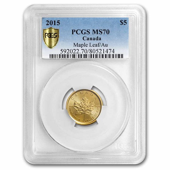 2015 Canada 1/10 oz $5 Gold Maple Leaf PCGS MS-70 2015 Canada 1/10 oz $5 Gold Maple Leaf PCGS MS-70