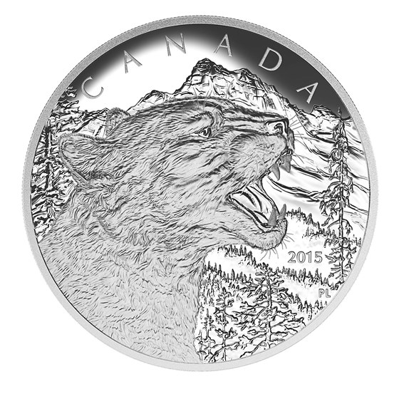 2015 Canada 1/2 kilo Proof Silver $125 Growling Cougar