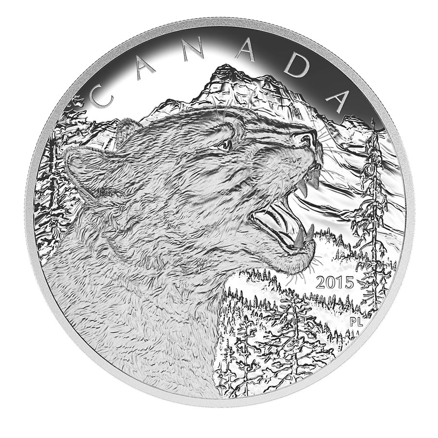 2015 Canada 1/2 kilo Proof Silver $125 Growling Cougar