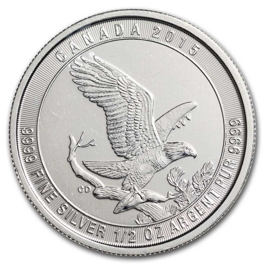 2015 Canada 1/2 oz Silver Bald Eagle BU (Abrasions/Spots)
