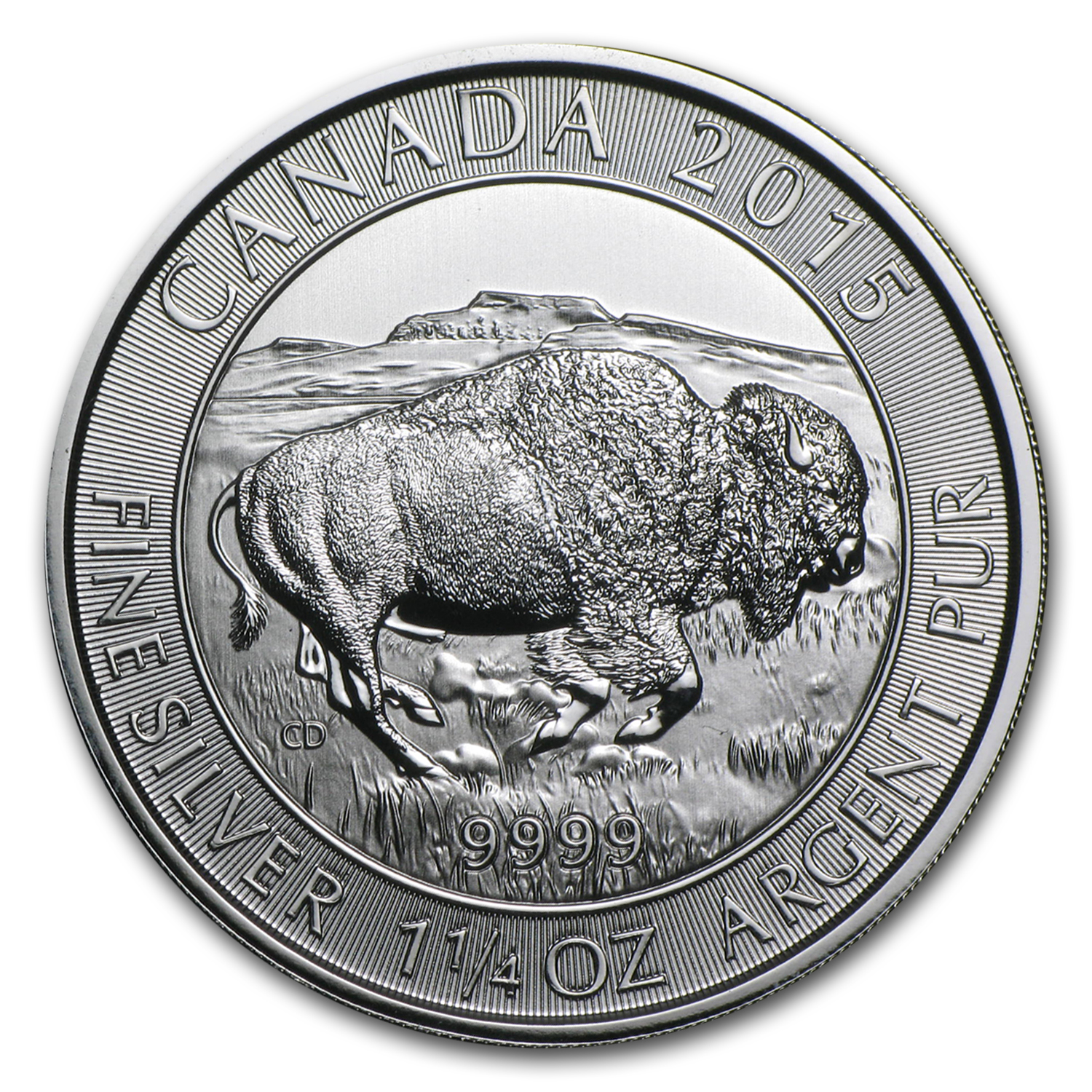 2015 1.25 Troy OZ .9999 Silver $8 Canadian Bison Coin in Capsule w/ Black Ring 