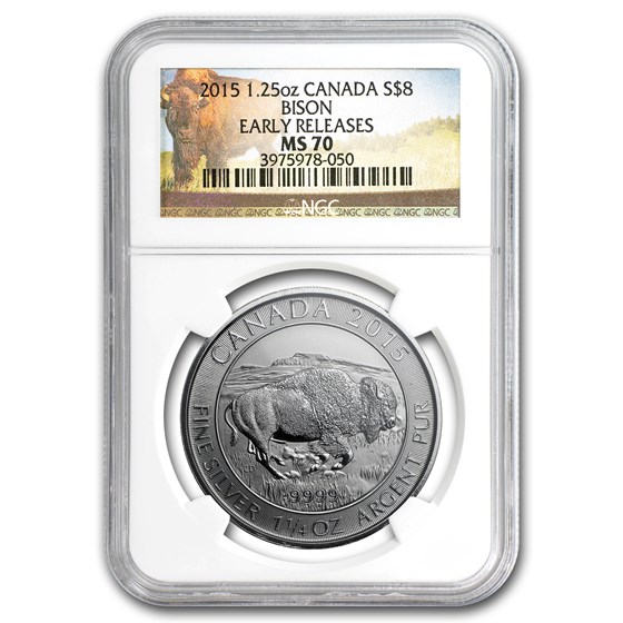 2015 Canada 1.25 oz Silver $8 Bison MS-70 NGC 2015 Canada 1.25 oz Silver $8 Bison MS-70 NGC