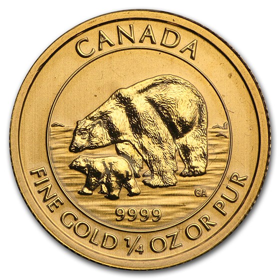 2015 Canada 1/4 oz BU Gold $10 Polar Bear and Cub