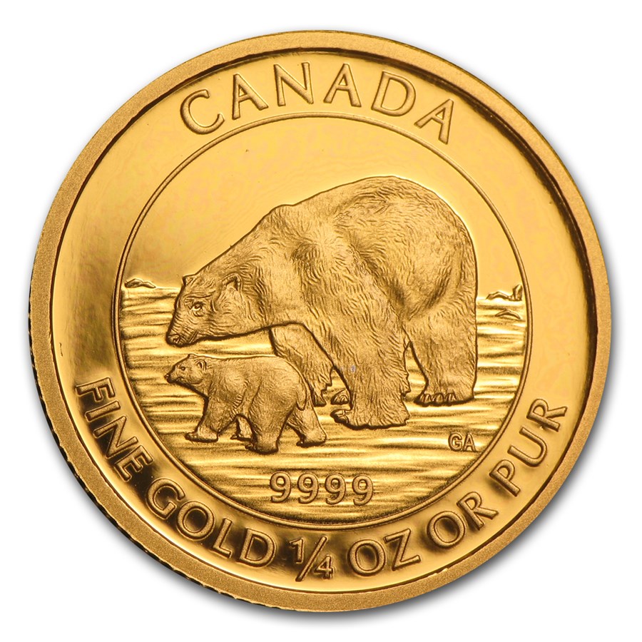 2015 Canada 1/4 oz Proof Gold $10 Polar Bear and Cub