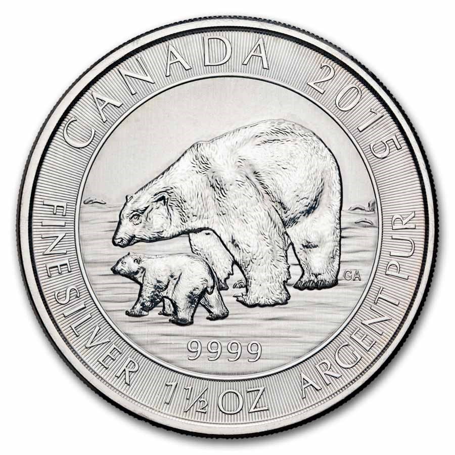 2015 Canada 1.5 oz Silver $8 Polar Bear & Cub BU