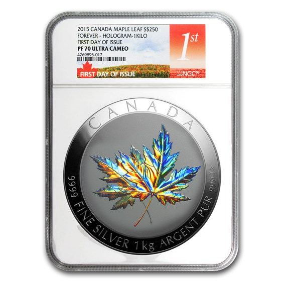 2015 Canada 1 kilo Silver $250 Maple Leaf Forever PF-70 NGC