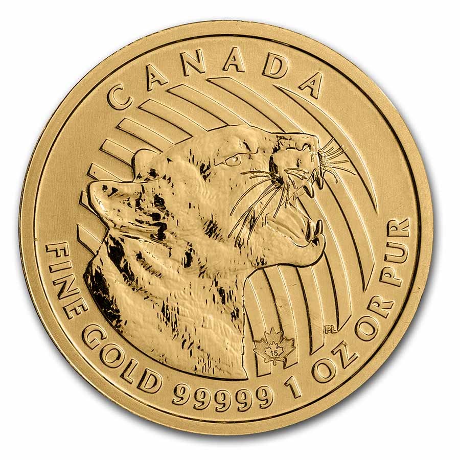 2015 Canada 1 oz Gold Growling Cougar .99999 BU (Damaged)