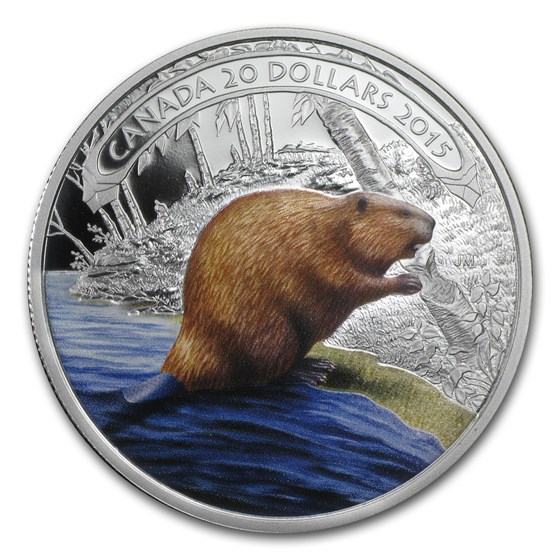 2015 Canada 1 oz Proof Silver $20 Beaver At Work 2015 Canada 1 oz Proof Silver $20 Beaver At Work