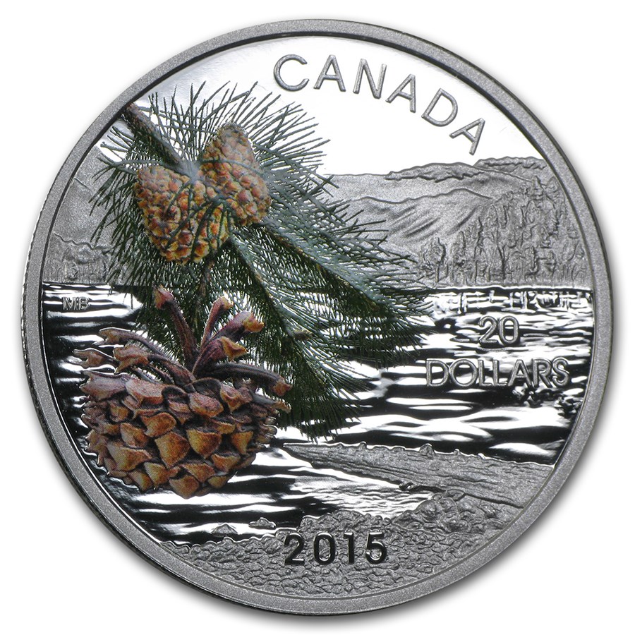 2015 Canada 1 oz Silver $20 Forests of Canada Coast Shore Pine