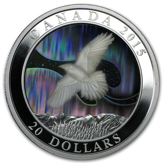 2015 Canada 1 oz Silver $20 Northern Lights The Raven 2015 Canada 1 oz Silver $20 Northern Lights The Raven
