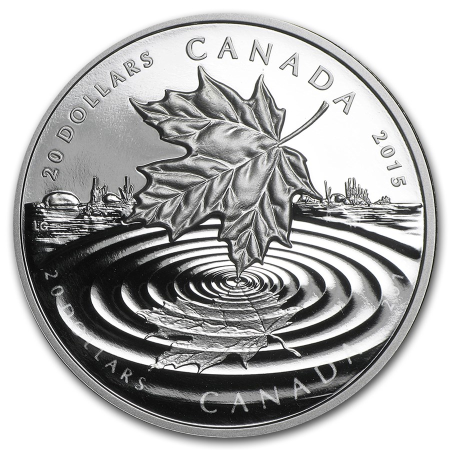 2015 Canada 1 oz Silver $20 Proof Maple Leaf Reflection