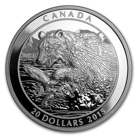 2015 Canada 1 oz Silver Grizzly The Catch 2015 Canada 1 oz Silver Grizzly The Catch