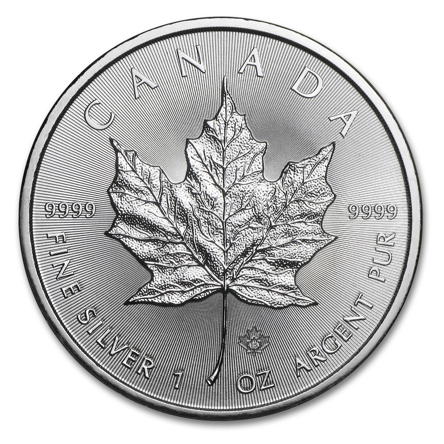 2015 1 oz .9999 Silver Canada $5 Maple Leaf Coin 