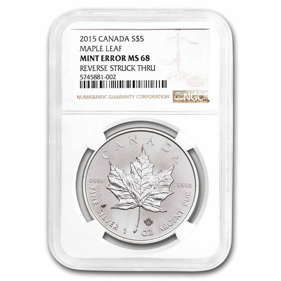 2015 Canada 1 oz Silver Maple Leaf MS-68 NGC (Rev Struck Thru) 2015 Canada 1 oz Silver Maple Leaf MS-68 NGC (Rev Struck Thru)