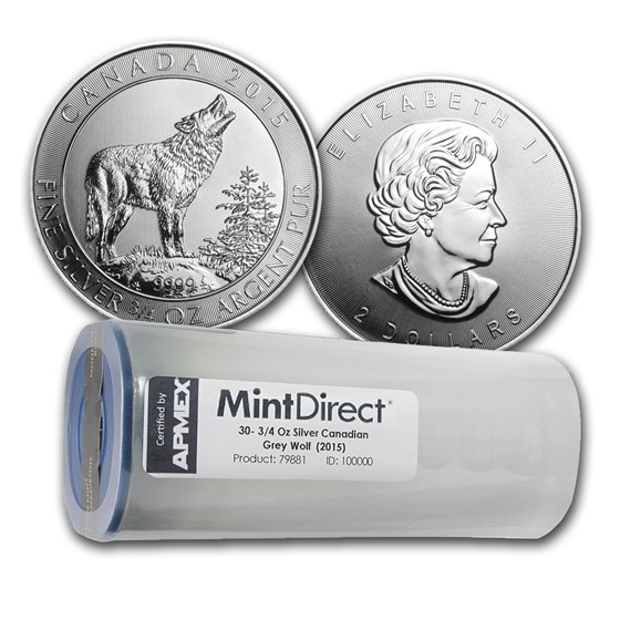 2015 Canada 3/4 oz Silver Grey Wolf (30-Coin MintDirect® Tube) 2015 Canada 3/4 oz Silver Grey Wolf (30-Coin MintDirect® Tube)