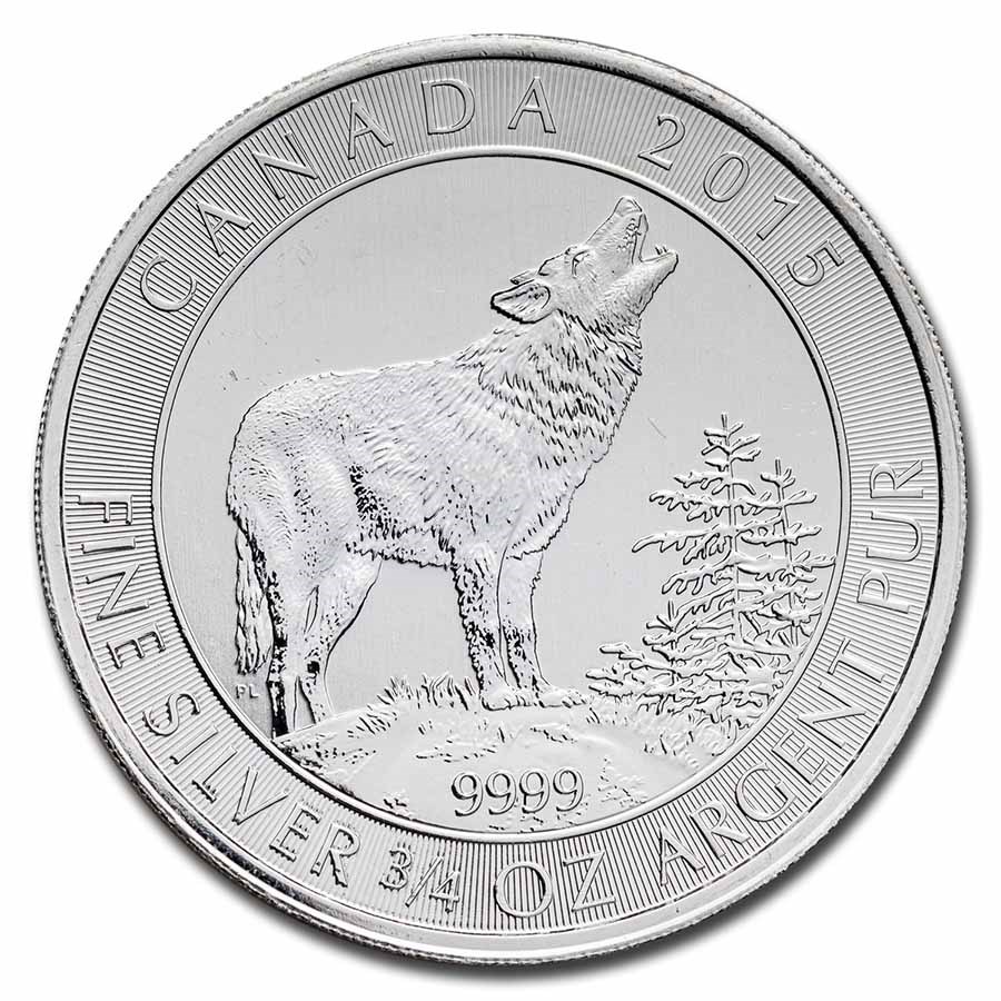 2015 Canada 3/4 oz Silver Grey Wolf BU (spotted)