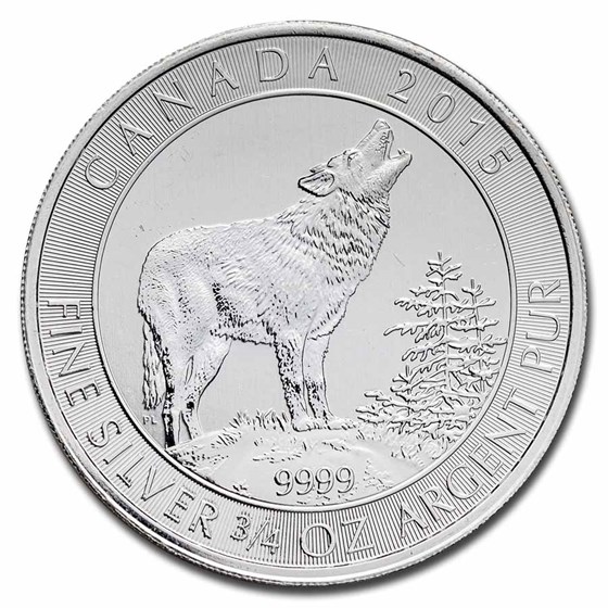2015 Canada 3/4 oz Silver Grey Wolf BU (spotted)