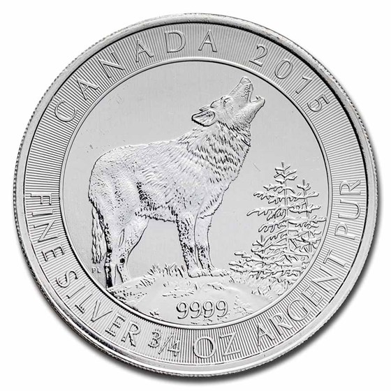 2015 Canada 3/4 oz Silver Grey Wolf BU (spotted) 2015 Canada 3/4 oz Silver Grey Wolf BU (spotted)