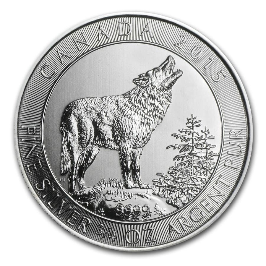 2015 Canada 3/4 oz Silver Grey Wolf BU