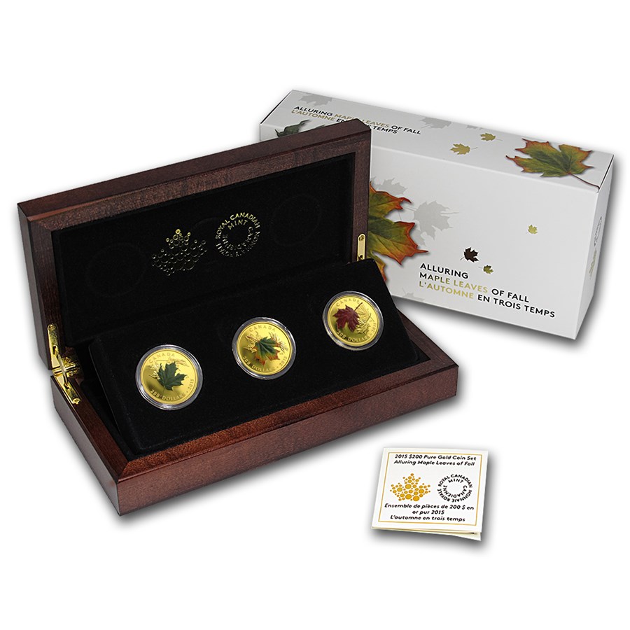 2015 Canada 3-Coin Gold $200 Maple Leafs of Fall Proof Set