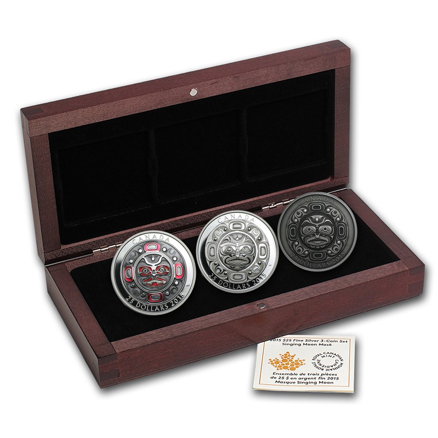 2015 Canada 3-Coin Silver Singing Moon Mask Set