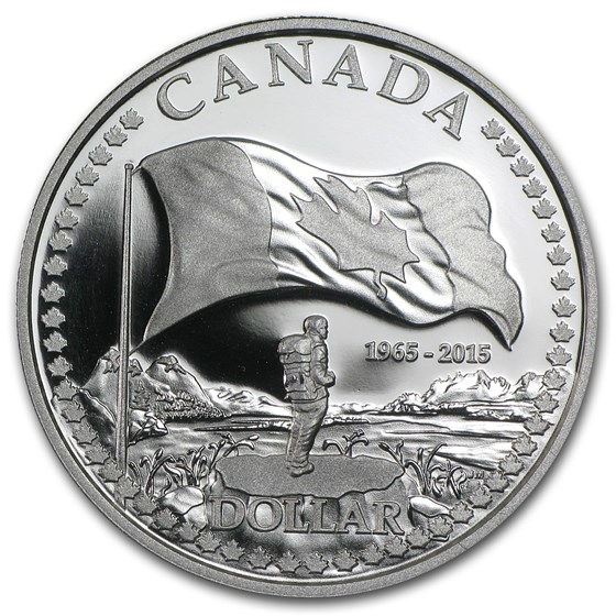 2015 Canada Silver $1 50th Anniversary of The Canadian Flag Proof