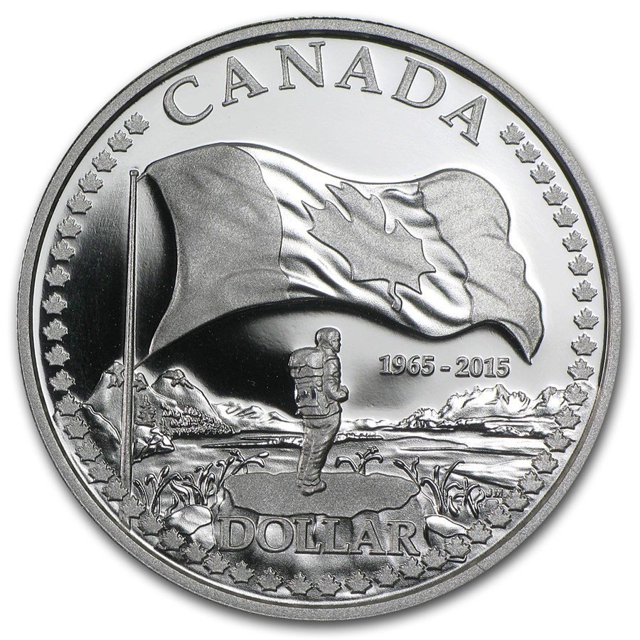 2015 Canada Silver $1 50th Anniversary of The Canadian Flag Proof
