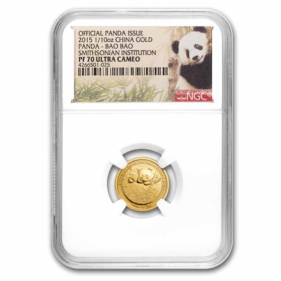 2015 China 1/10 oz Proof Gold Panda: Bao Bao PF-70 NGC 2015 China 1/10 oz Proof Gold Panda: Bao Bao PF-70 NGC