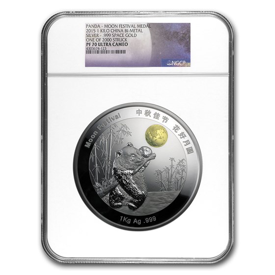 2015 China 1 kilo Silver & Gold Panda Moon Festival PF-70 NGC 2015 China 1 kilo Silver & Gold Panda Moon Festival PF-70 NGC