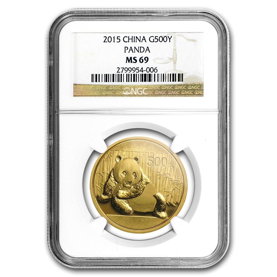 2015 China 1 oz Gold Panda MS-69 NGC