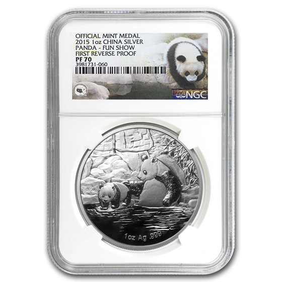 2015 China 1 oz Silver Panda 60th Anniv. FUN Show Medal PF-70 NGC 2015 China 1 oz Silver Panda 60th Anniv. FUN Show Medal PF-70 NGC