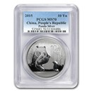 2015 China 1 oz Silver Panda MS-70 PCGS