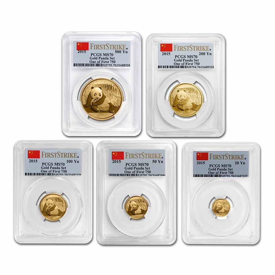 2015 China 5-Coin Gold Panda Prestige Set MS-70 PCGS (1st of 750)