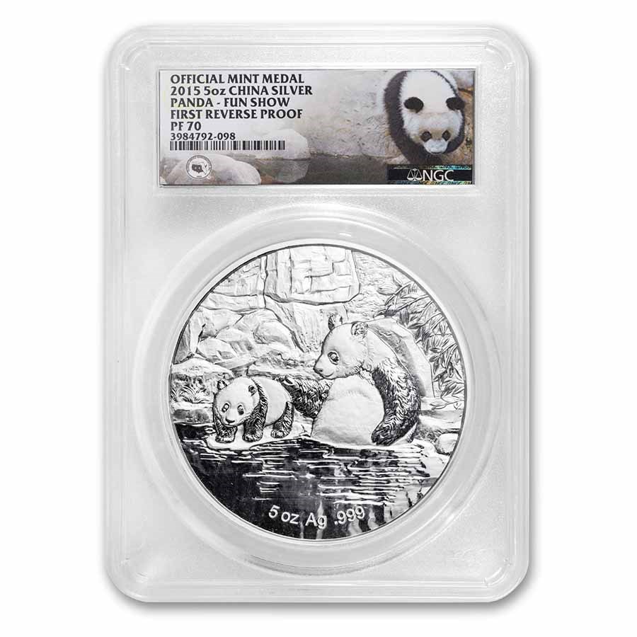 2015 China 5 oz Silver Panda FUN Coin Show Medal PF-70 NGC