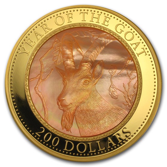 2015 Cook Islands 5 oz Gold Mother of Pearl Year of the Goat 2015 Cook Islands 5 oz Gold Mother of Pearl Year of the Goat