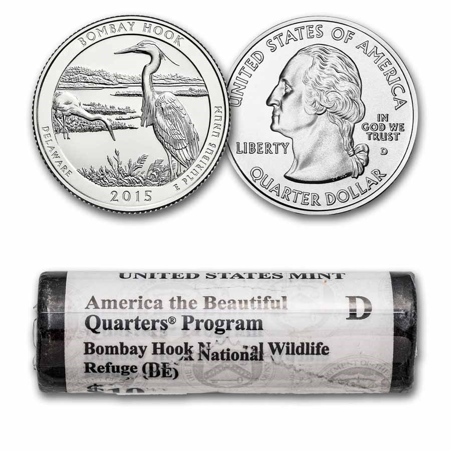 2015-D ATB Quarter Bombay Hook Wildlife Refuge 40-Coin Roll BU