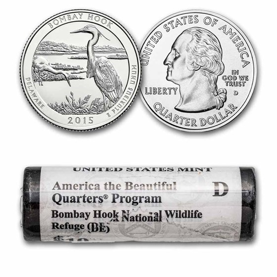 2015-D ATB Quarter Bombay Hook Wildlife Refuge 40-Coin Roll BU 2015-D ATB Quarter Bombay Hook Wildlife Refuge 40-Coin Roll BU