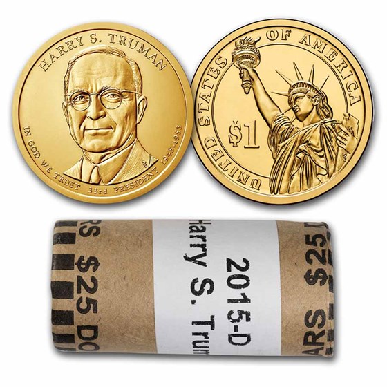 2015-D Harry Truman 25-Coin Presidential Dollar Roll 2015-D Harry Truman 25-Coin Presidential Dollar Roll