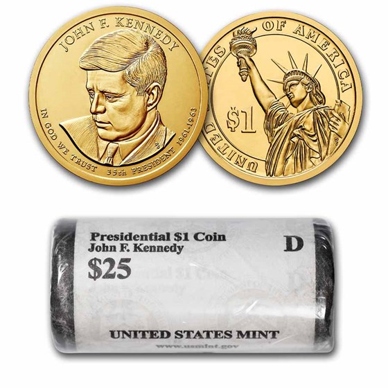 2015-D John F. Kennedy 25-Coin Presidential Dollar Roll 2015-D John F. Kennedy 25-Coin Presidential Dollar Roll