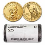2015-D Lyndon Johnson 25-Coin Presidential Dollar Roll BU