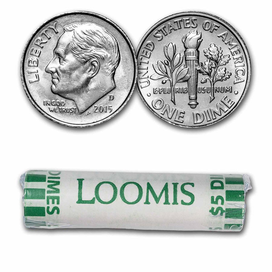 2015-D Roosevelt Dime 50-Coin Roll BU