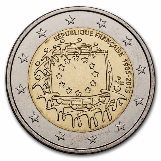 2015 France 2 Euro EU Flag BU 2015 France 2 Euro EU Flag BU