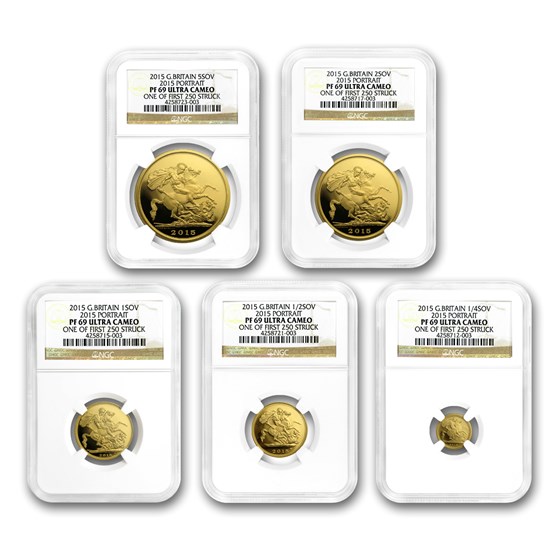 2015 GB 5-Coin Gold Sovereign Set PF-69 NGC 2015 GB 5-Coin Gold Sovereign Set PF-69 NGC