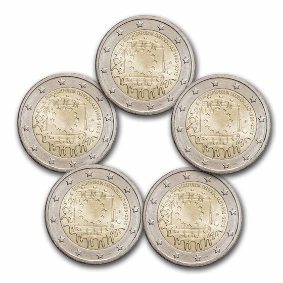 2015 Germany 2 Euro EU Flag 5-Coin Set BU 2015 Germany 2 Euro EU Flag 5-Coin Set BU